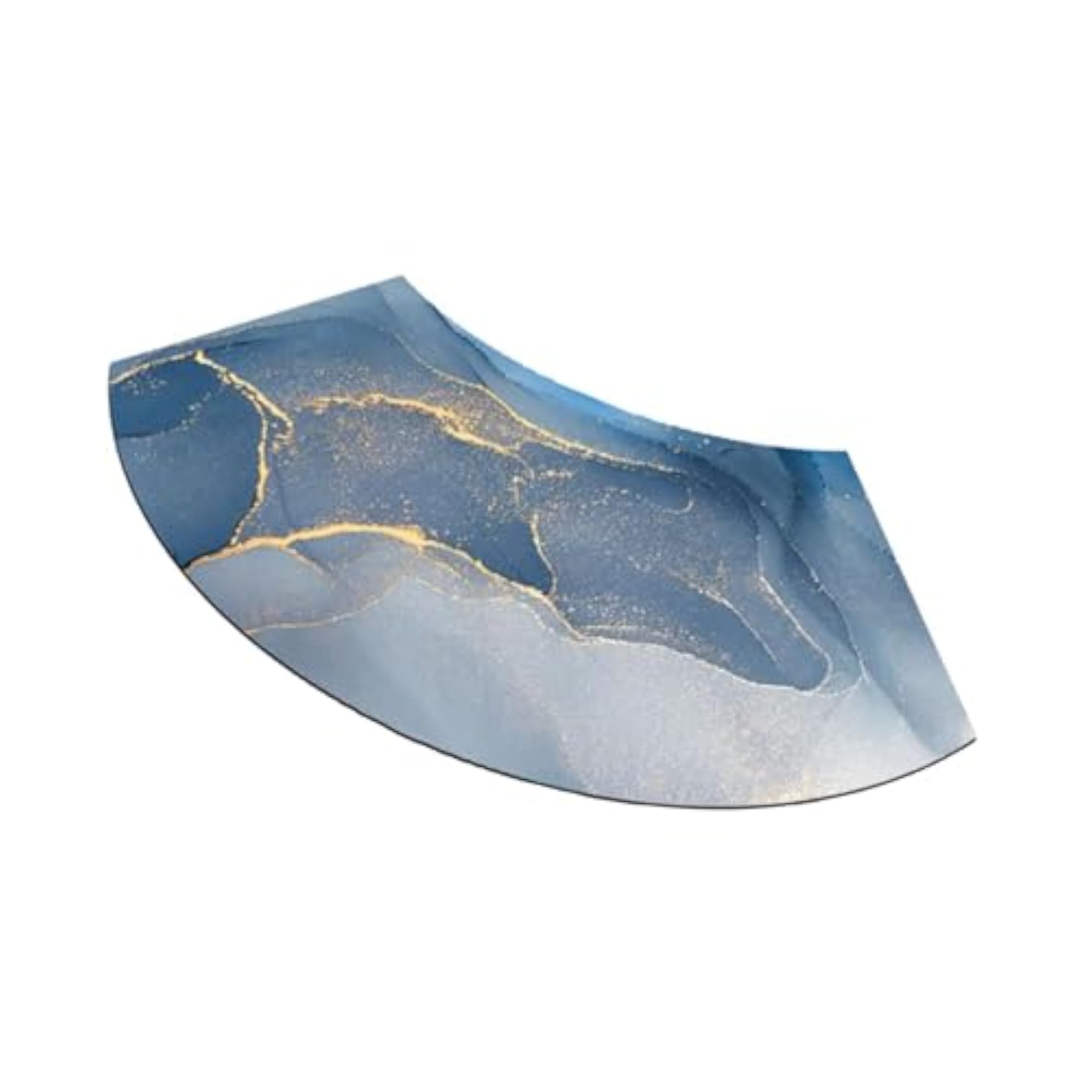 Water Absorbent Bathroom Rug, Stylish Blue Gold Design